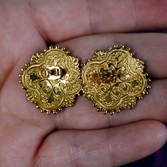 Vintage Semi-Precious Multi-Stone Costume Earrings - Picture 3 of 5